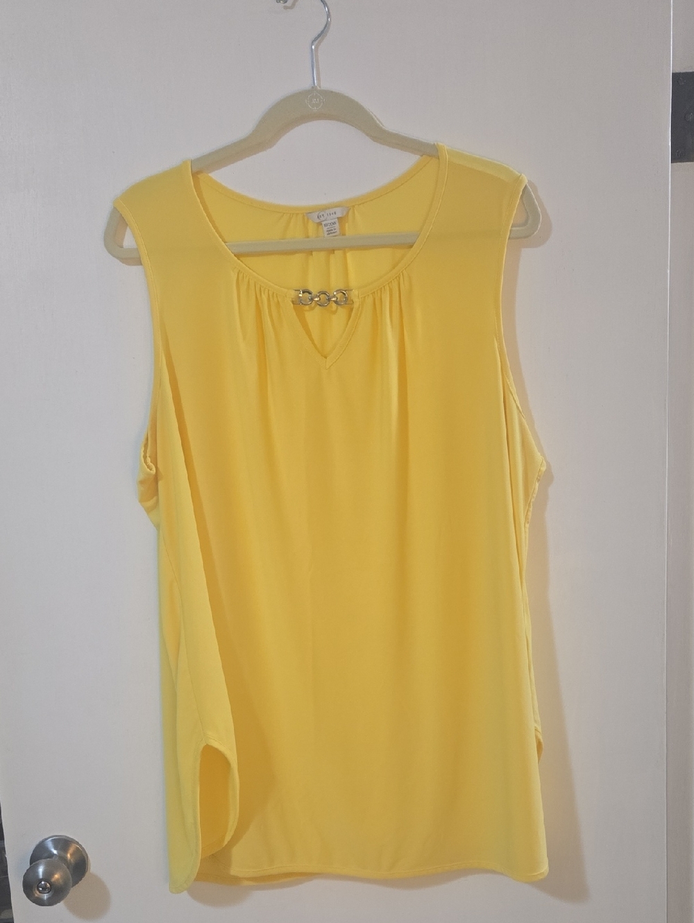 Women's Yellow Sleeveless Tank with Decorative Rings